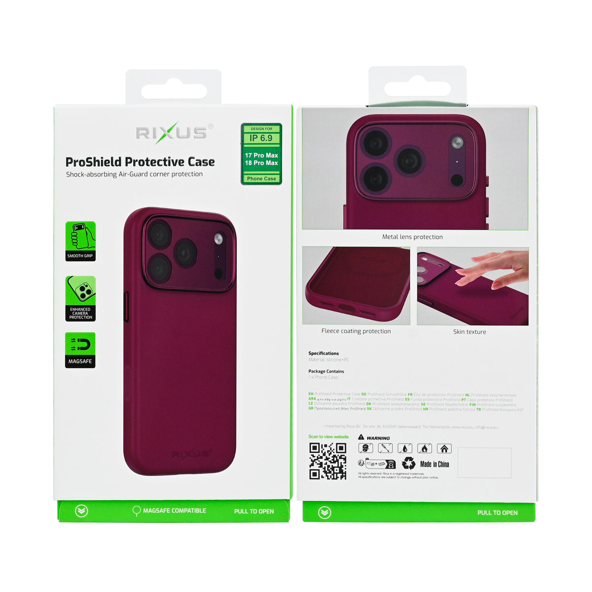 Rixus ProShield Case For Apple iPhone 17 Pro Max, 18 Pro Max Deep Purple