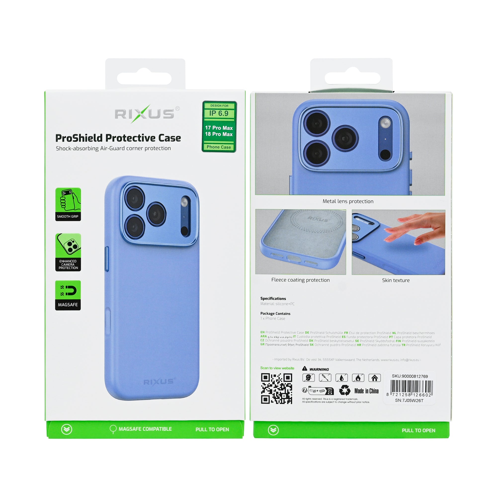 Rixus ProShield Case For Apple iPhone 17 Pro Max, 18 Pro Max Light Blue
