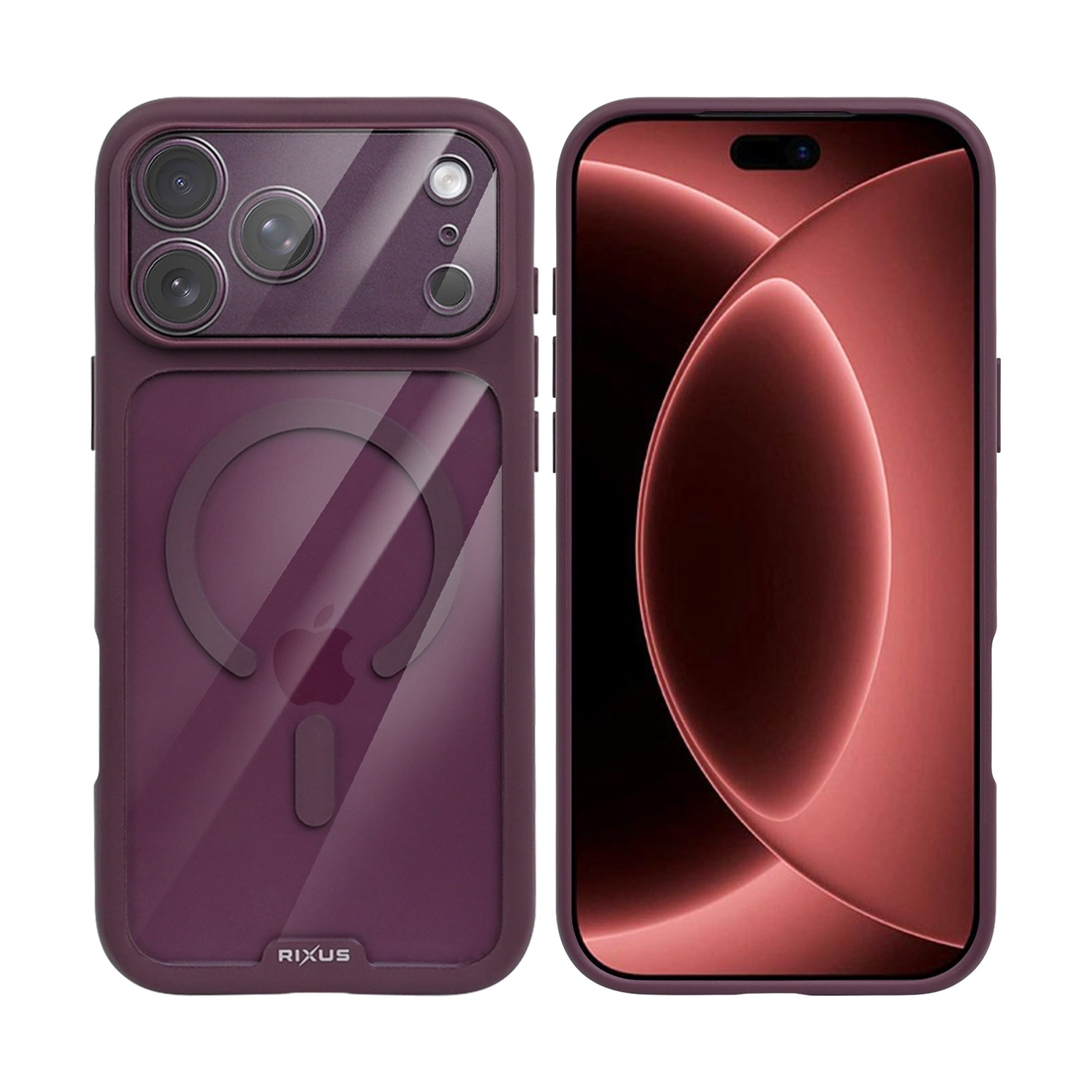 Rixus Crystal Amber Case For Apple iPhone 17 Pro Max, 18 Pro Max Deep Purple