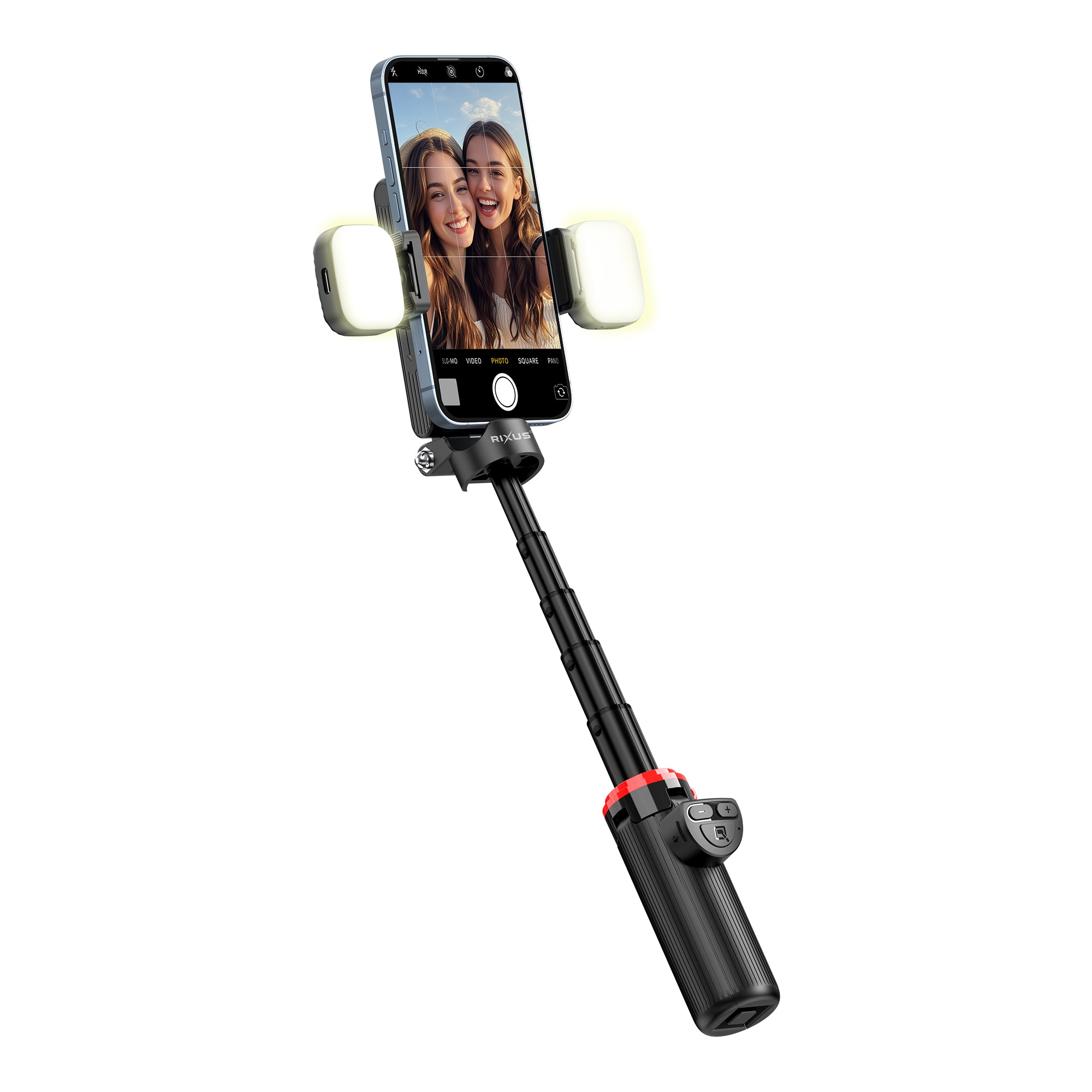 Rixus RXSF01 Travel Selfie Stick With Stand And Light