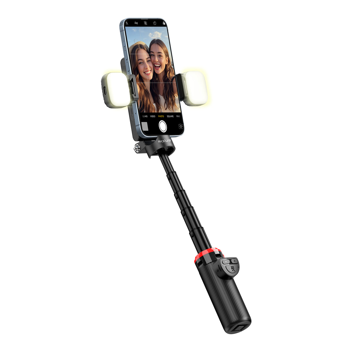 Rixus RXSF01 Travel Selfie Stick With Stand And Light
