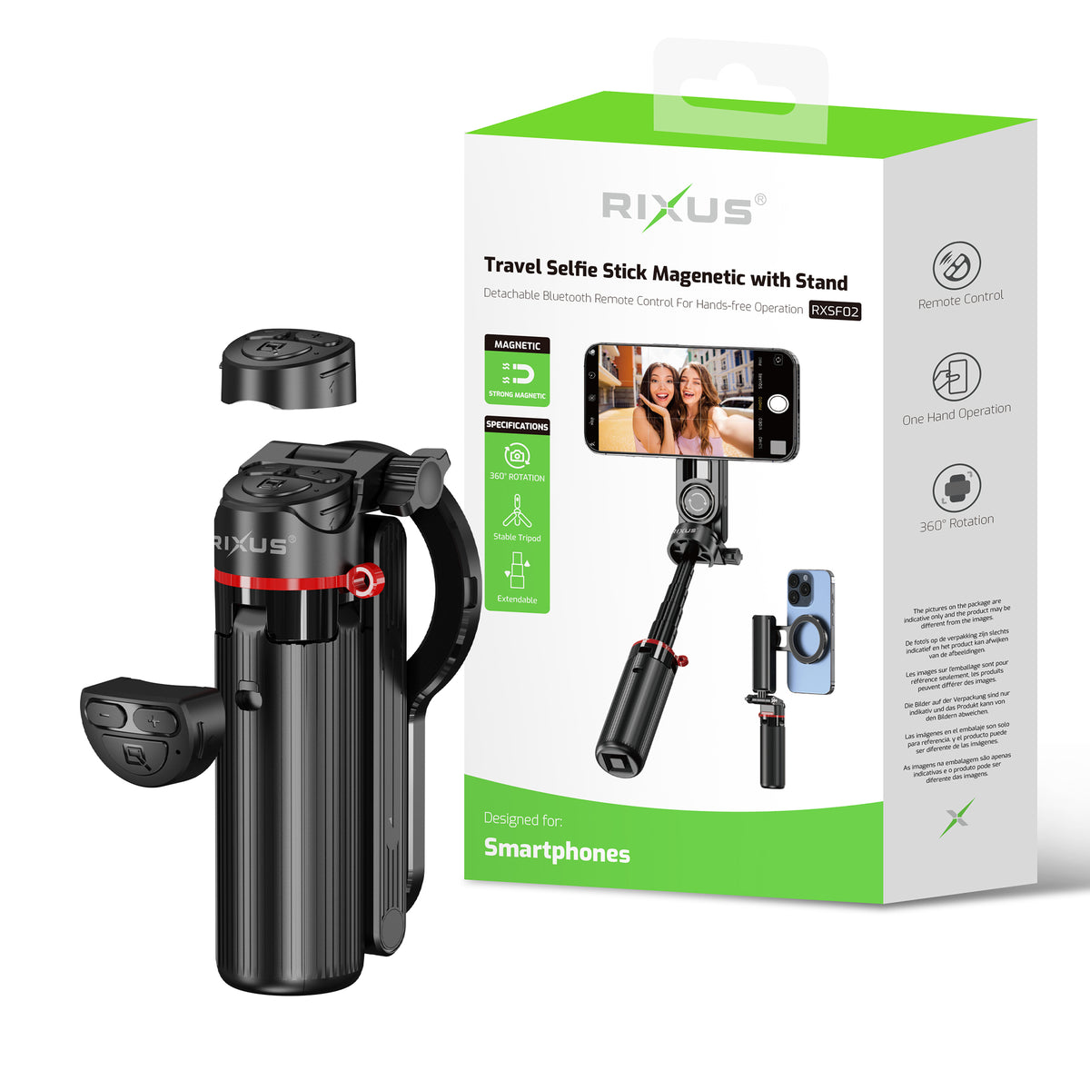 Rixus RXSF02 Travel Selfie Stick Magenetic With Stand