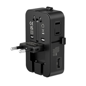 Rixus RXTA02 World Travel Adapter 40W With 3 USB Ports Black