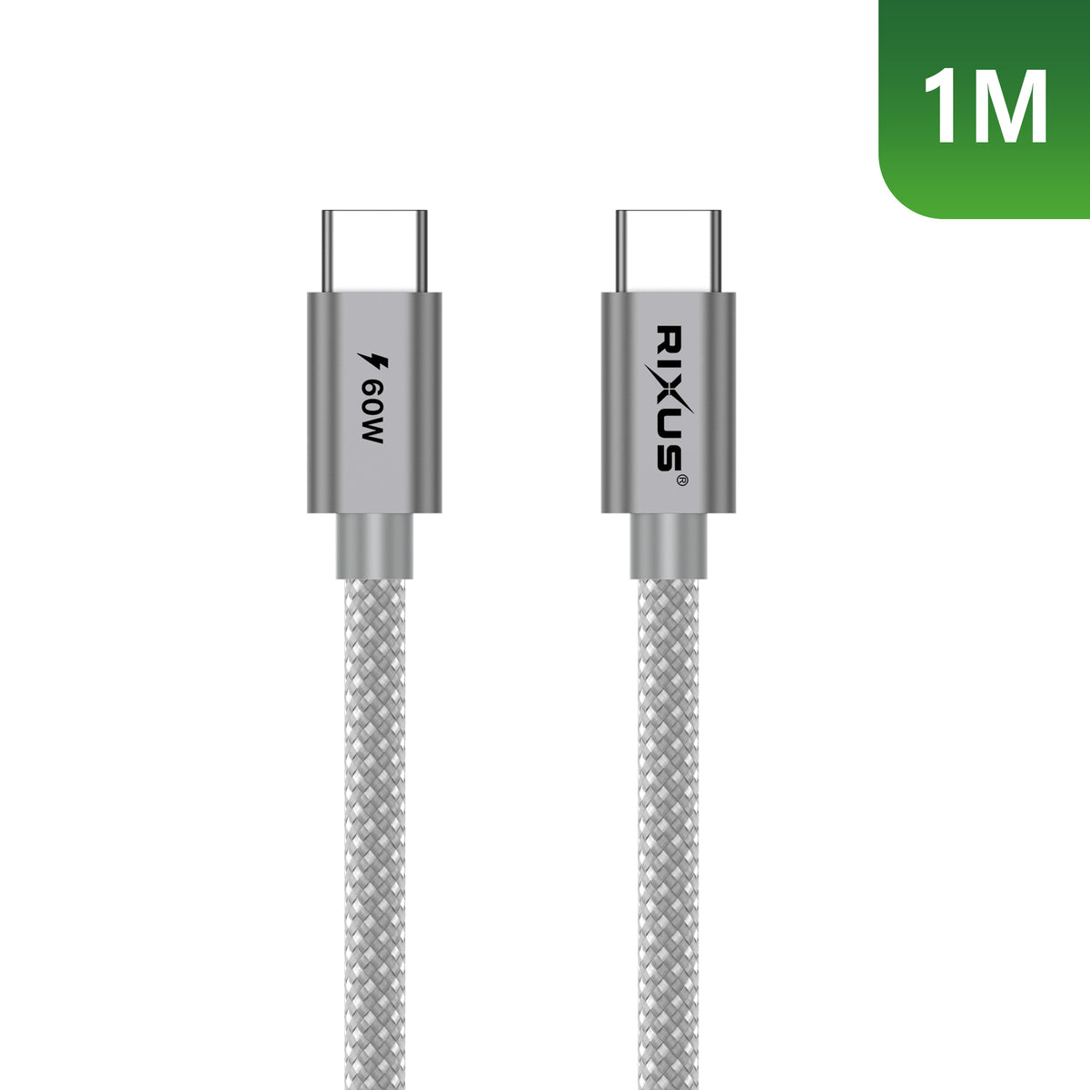 Rixus RXUC10B Flex Cable USB-C 60W 1m Grey