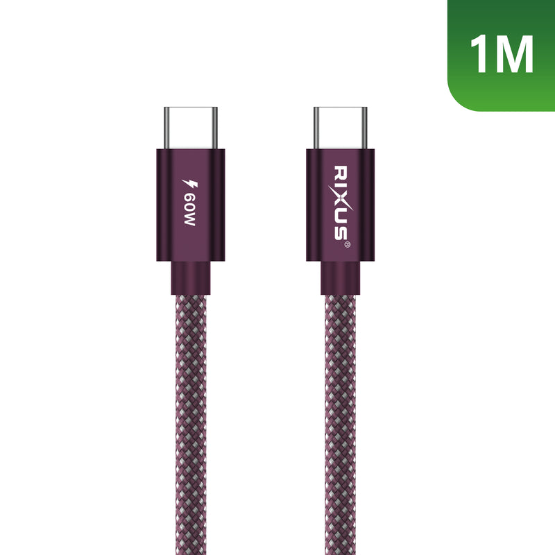 Rixus RXUC10D Flex Cable USB-C 60W 1m Purple