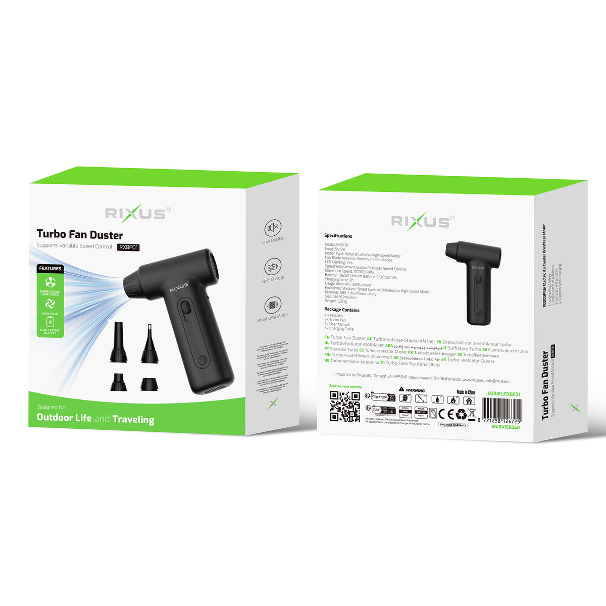 Rixus RXBF01 Turbo Fan Duster