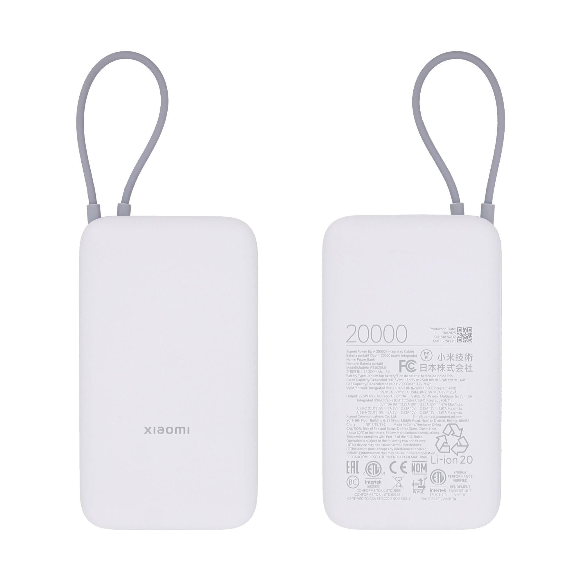 Xiaomi BHR9738GL USB-C Powerbank 20000mAh 22.5W Light Gray