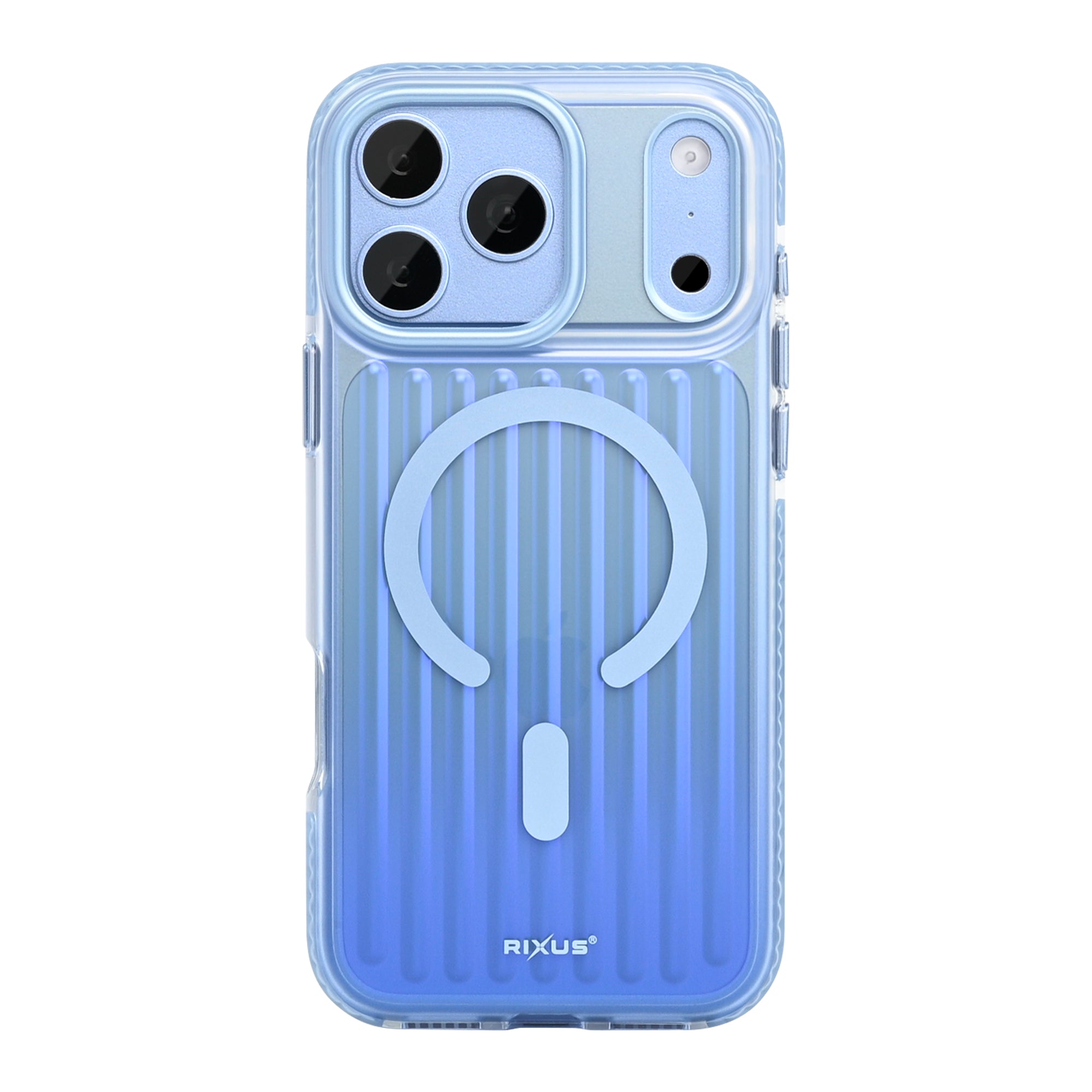 Rixus Aero Ribbed Shield Case With MagSafe Compatible For Apple iPhone 17 Pro, 18 Pro Glacier