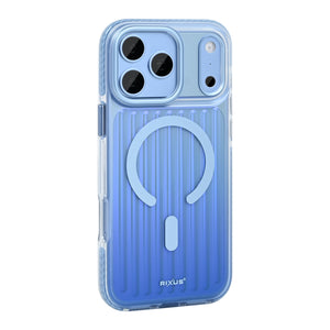 Rixus Aero Ribbed Shield Case With MagSafe Compatible For Apple iPhone 17 Pro, 18 Pro Glacier