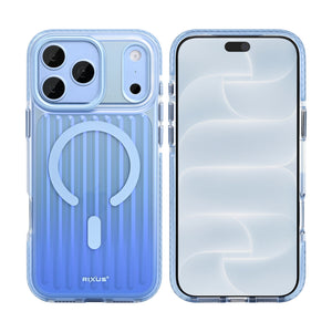 Rixus Aero Ribbed Shield Case With MagSafe Compatible For Apple iPhone 17 Pro, 18 Pro Glacier