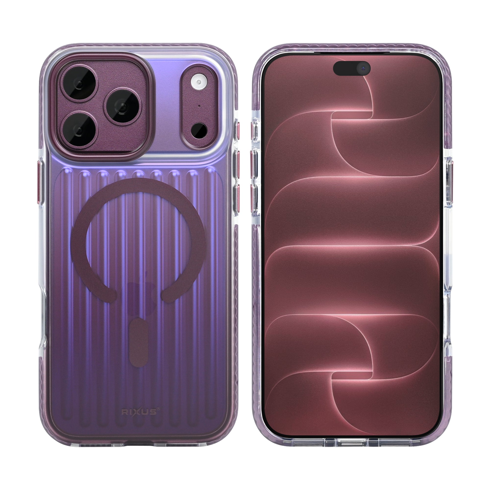 Rixus Aero Ribbed Shield Case With MagSafe Compatible For Apple iPhone 17 Pro, 18 Pro Burgundy