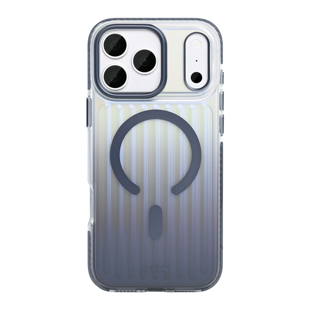 Rixus Aero Ribbed Shield Case With MagSafe Compatible For Apple iPhone 17 Pro, 18 Pro Blue