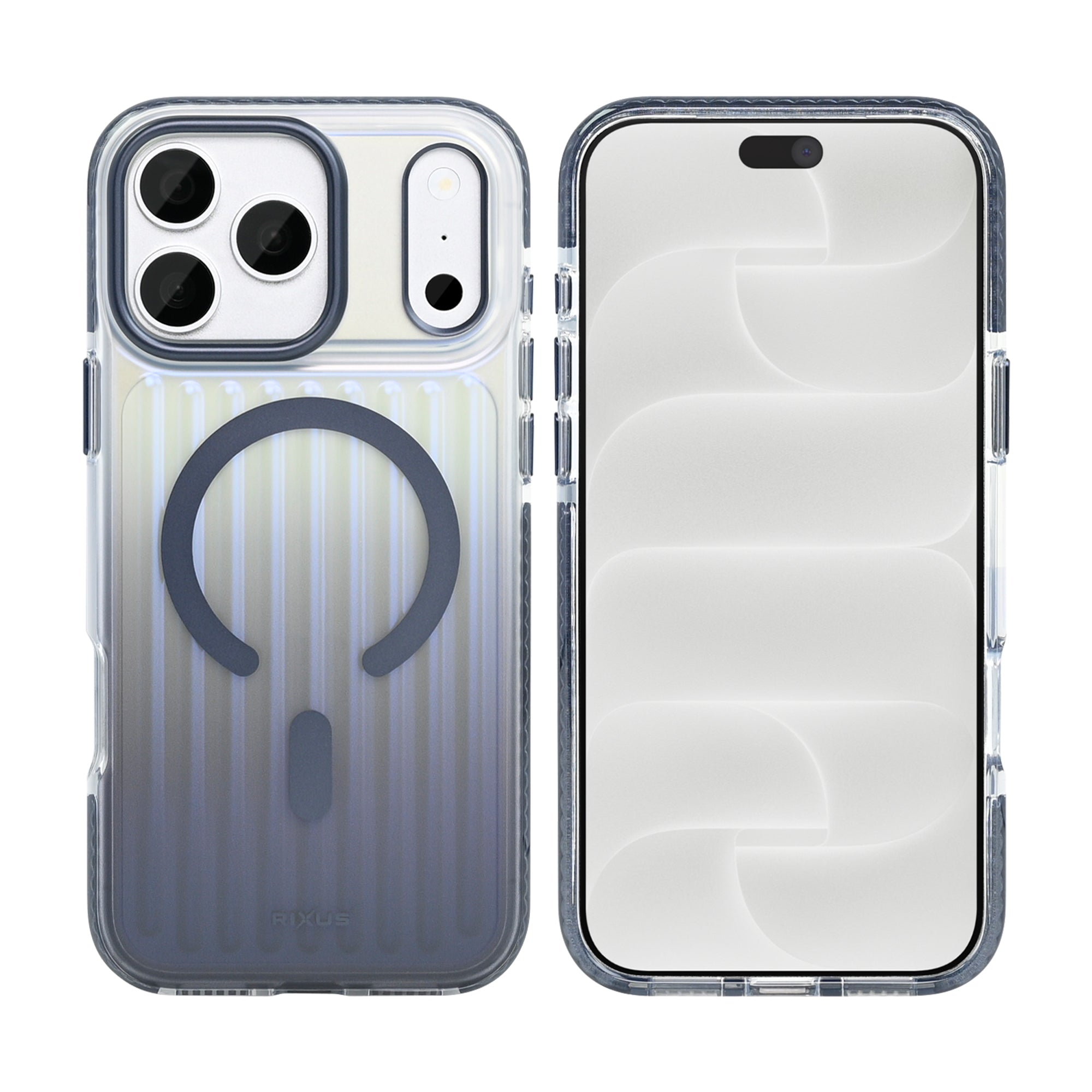 Rixus Aero Ribbed Shield Case With MagSafe Compatible For Apple iPhone 17 Pro, 18 Pro Blue