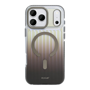 Rixus Aero Ribbed Shield Case With MagSafe Compatible For Apple iPhone 17 Pro Max, 18 Pro Max Titanium Grey