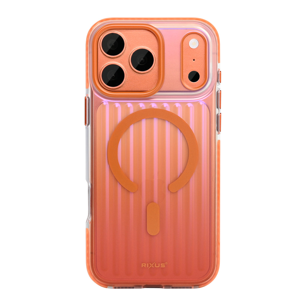Rixus Aero Ribbed Shield Case With MagSafe Compatible For Apple iPhone 17 Pro Max, 18 Pro Max Orange