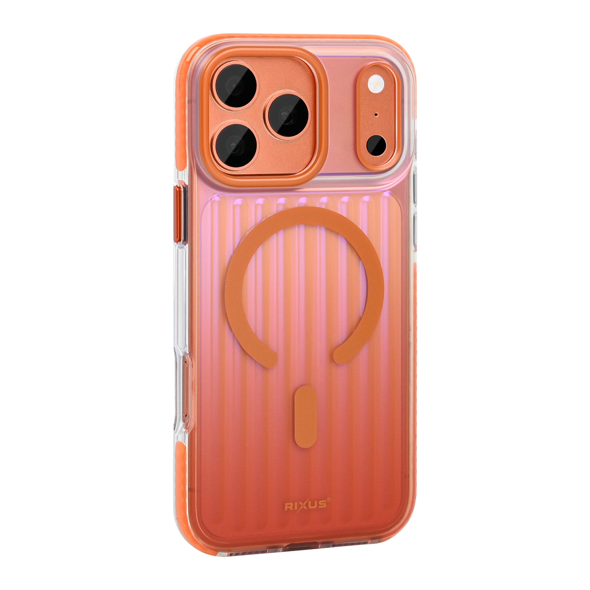 Rixus Aero Ribbed Shield Case With MagSafe Compatible For Apple iPhone 17 Pro Max, 18 Pro Max Orange
