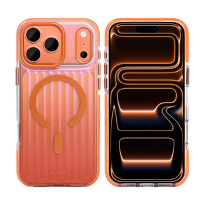 Rixus Aero Ribbed Shield Case With MagSafe Compatible For Apple iPhone 17 Pro Max, 18 Pro Max Orange