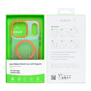 Rixus Aero Ribbed Shield Case With MagSafe Compatible For Apple iPhone 17 Pro Max, 18 Pro Max Orange