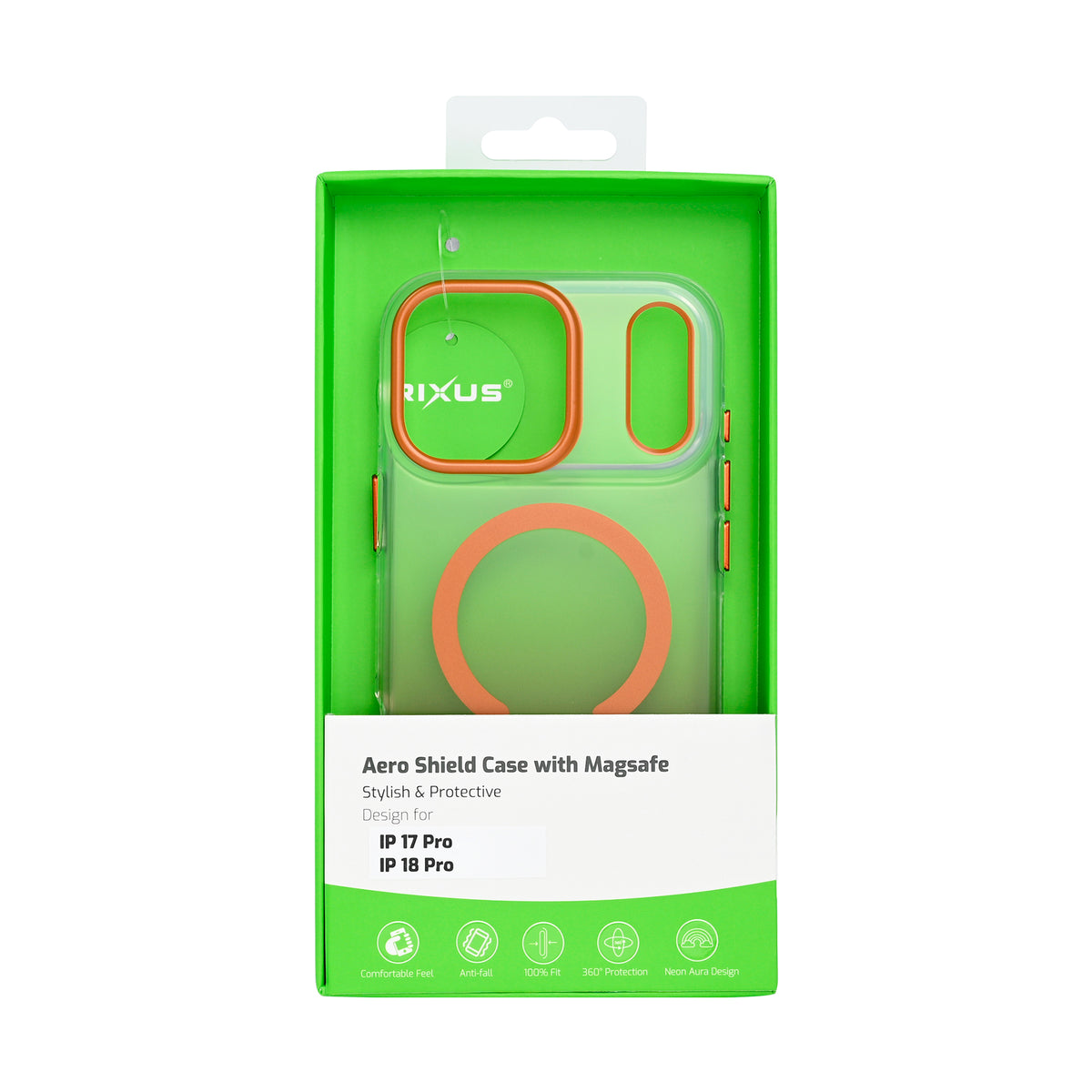 Rixus Aero Shield Case With MagSafe Compatible For Apple iPhone 17 Pro, 18 Pro Orange