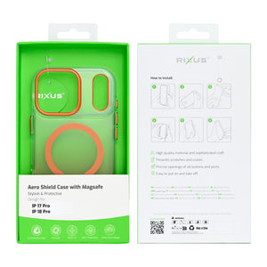 Rixus Aero Shield Case With MagSafe Compatible For Apple iPhone 17 Pro, 18 Pro Orange