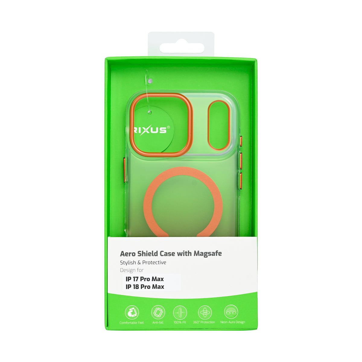 Rixus Aero Shield Case With MagSafe Compatible For Apple iPhone 17 Pro Max, 18 Pro Max Orange