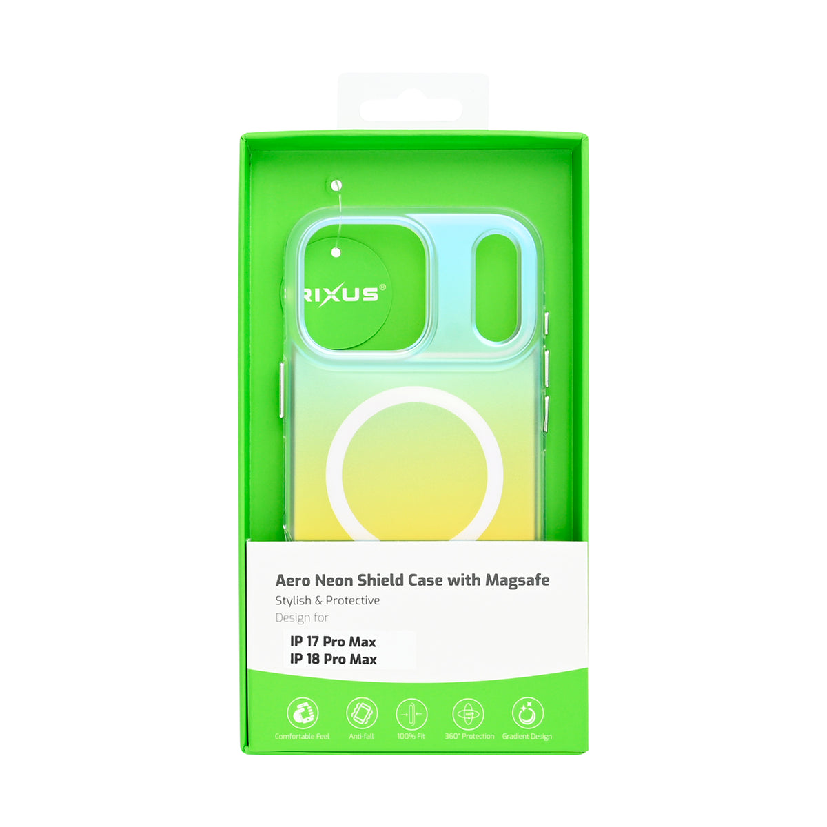 Rixus Aero Neon Shield Case With MagSafe Compatible For Apple iPhone 17 Pro Max, 18 Pro Max White