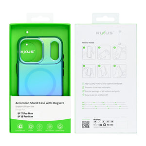 Rixus Aero Neon Shield Case With MagSafe Compatible For Apple iPhone 17 Pro Max, 18 Pro Max Black