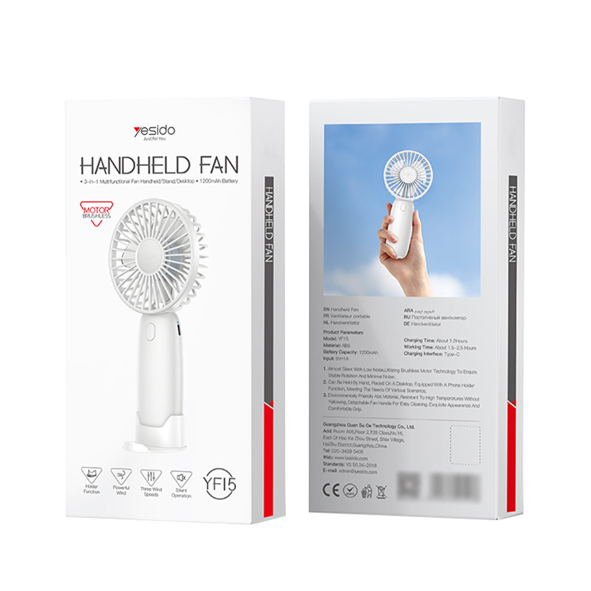 YESIDO YF-15 Portable Handheld Fan White