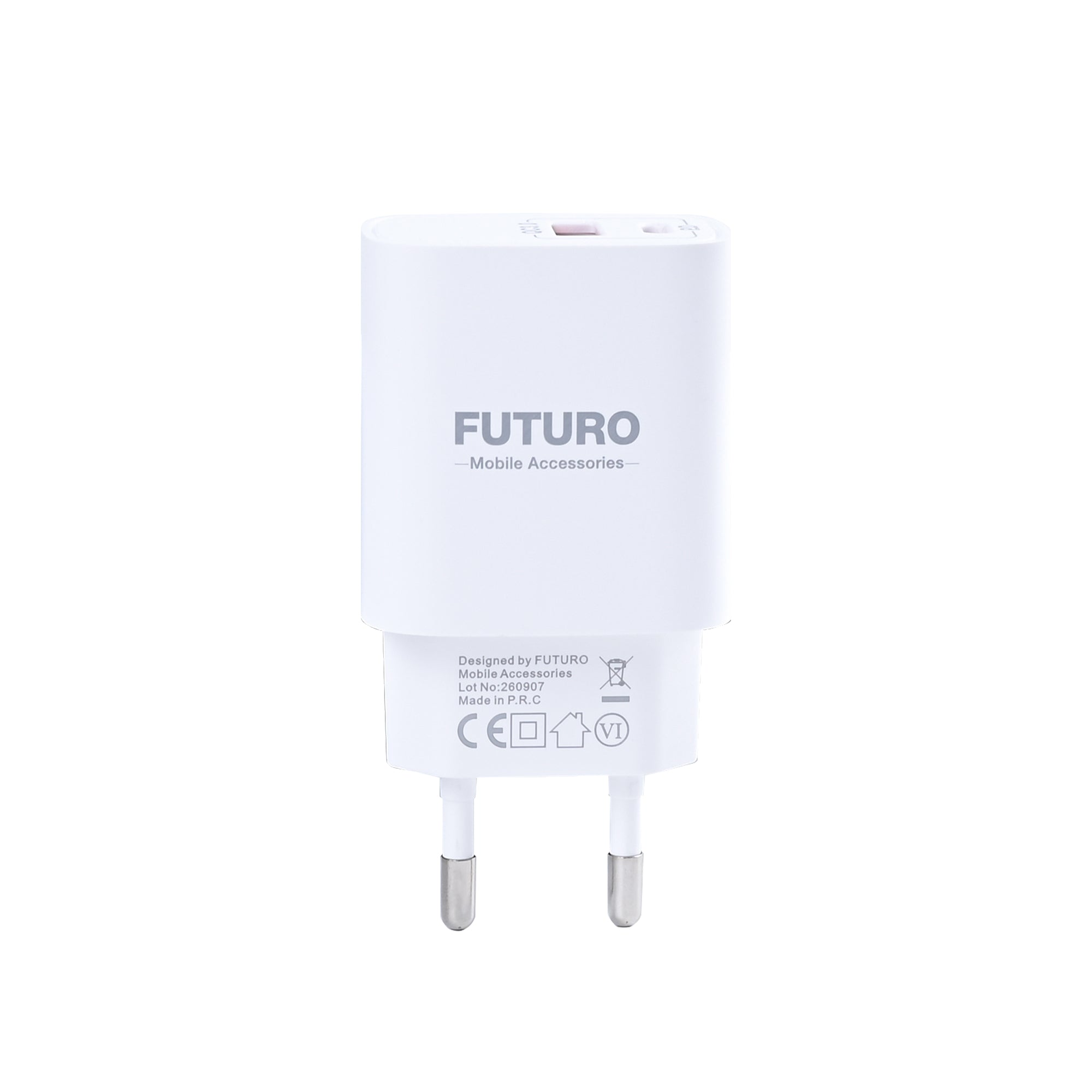 Futuro Dual Travel Charger QC 3.0 And PD 20W White
