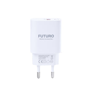 Futuro Dual Travel Charger QC 3.0 And PD 20W White