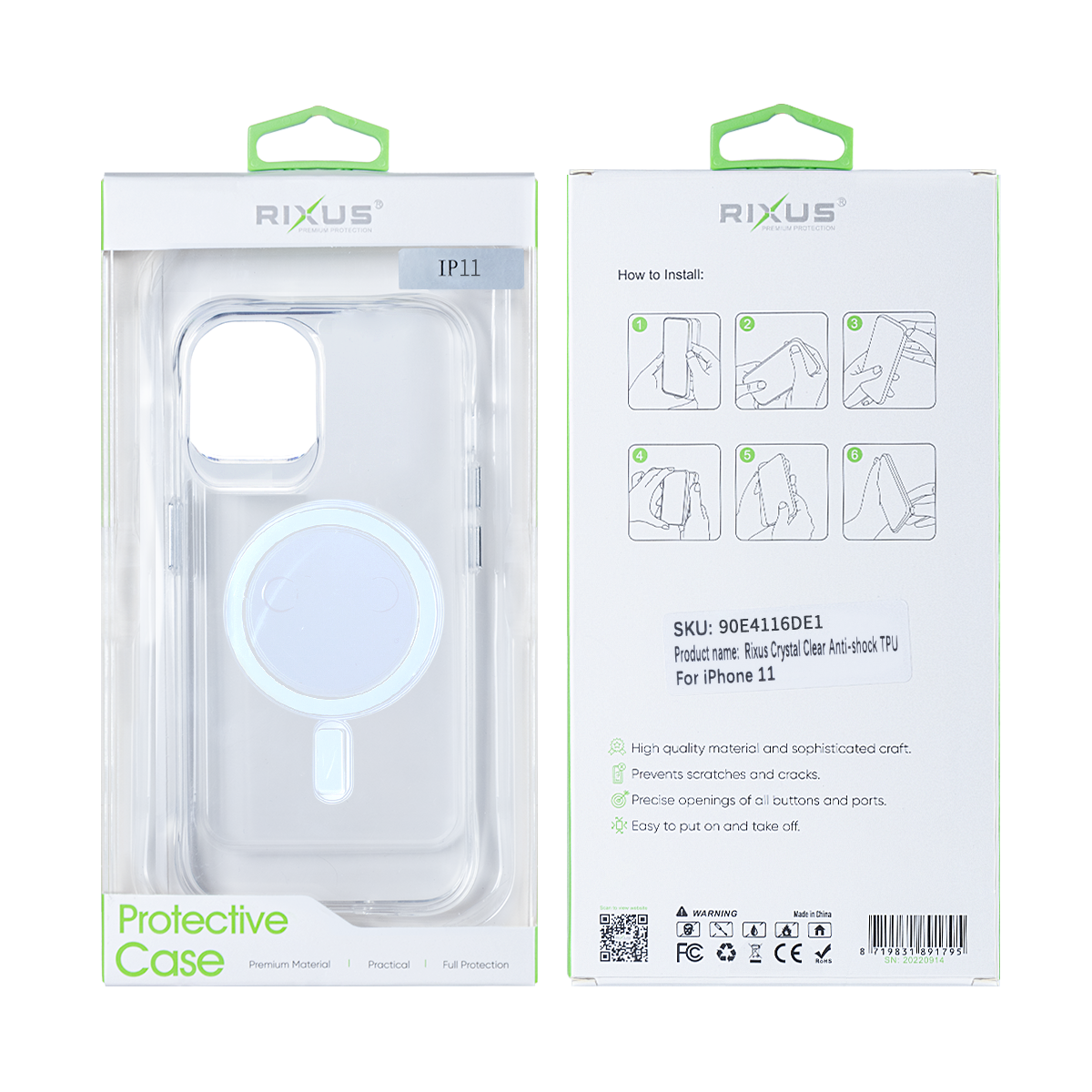 Rixus Anti Shock Case TPU With MagSafe For Apple iPhone 11 Transparent