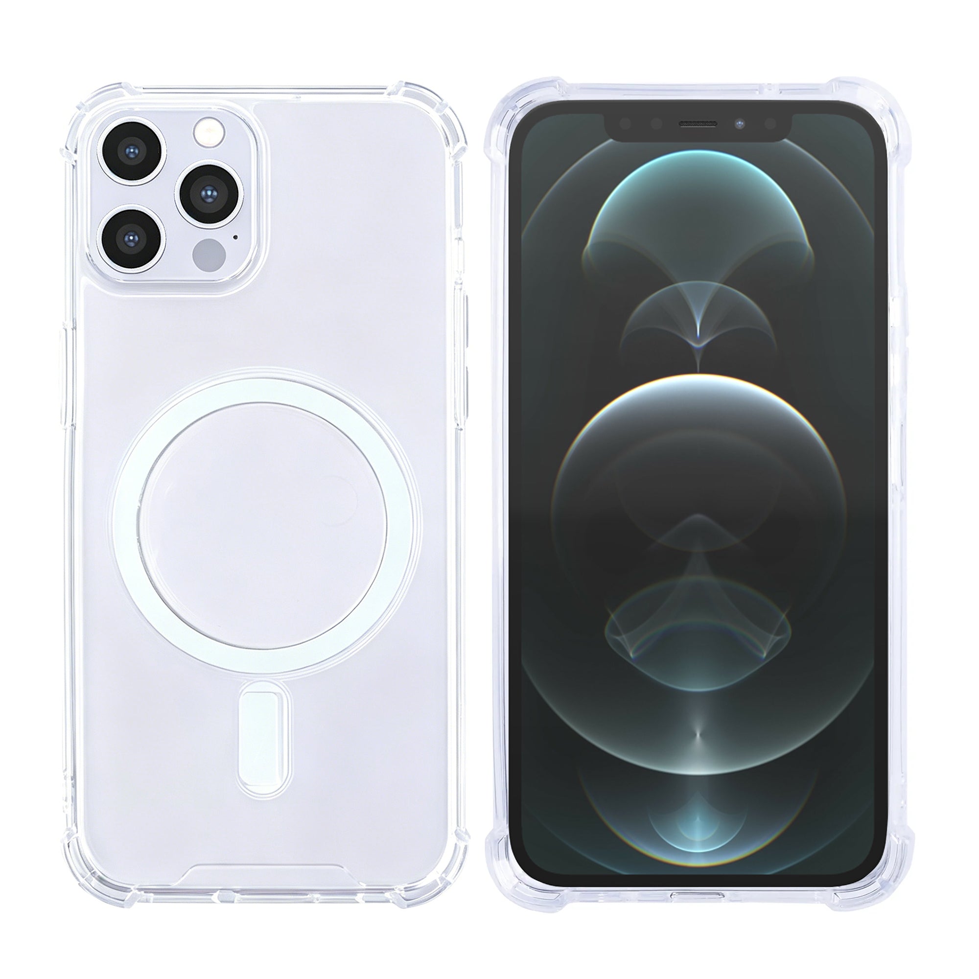 Rixus Anti-Burst Case With MagSafe Compatible For Apple iPhone 12 Pro Max Transparent