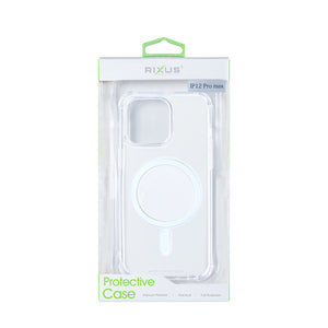 Rixus Anti-Burst Case With MagSafe Compatible For Apple iPhone 12 Pro Max Transparent
