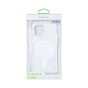 Rixus Anti-Burst Case With MagSafe Compatible For Apple iPhone 13 Mini Transparent
