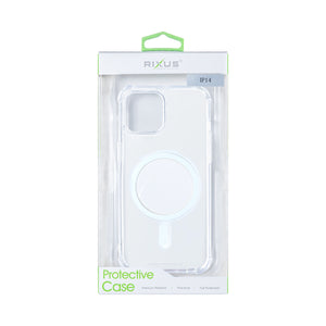 Rixus Anti-Burst Case With MagSafe Compatible For Apple iPhone 14 Transparent