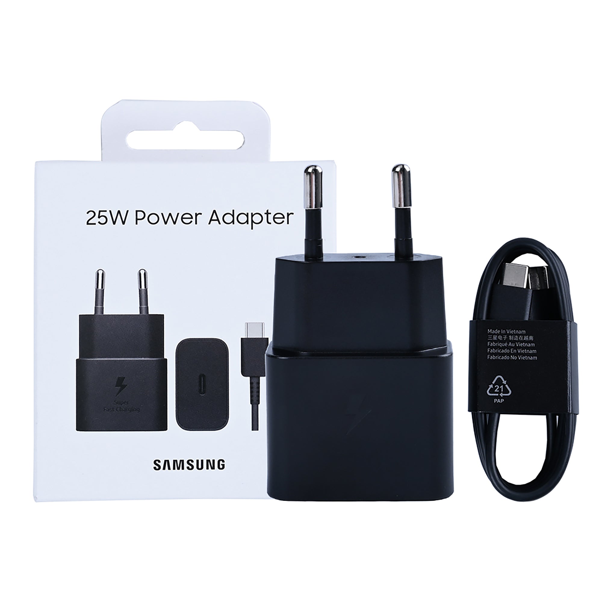Samsung Power Adapter EP-T2510XBEGEU With USB-C Cable 25W Black Original Retail Box