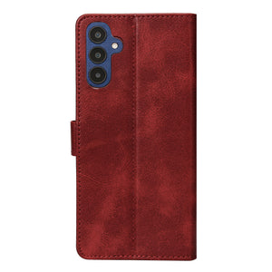 Rixus Bookcase For Samsung Galaxy A25 5G Dark Red