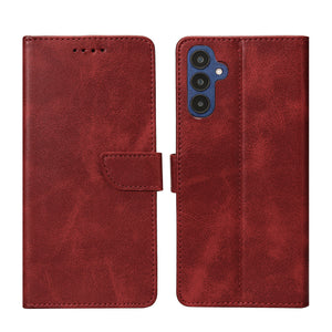 Rixus Bookcase For Samsung Galaxy A25 5G Dark Red