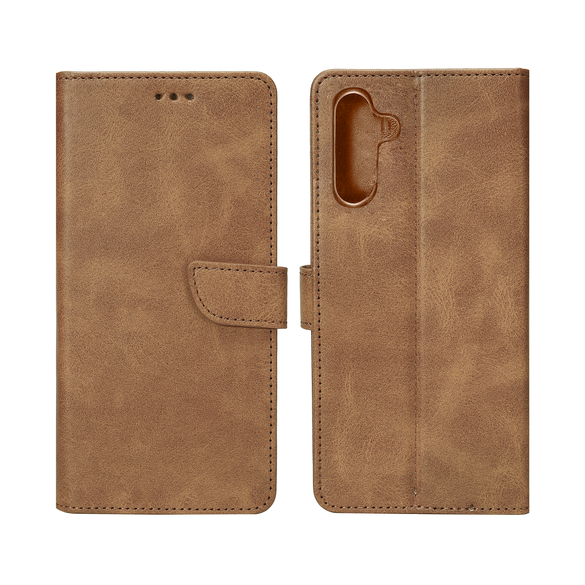 Rixus Bookcase For Samsung Galaxy A35 5G Light Brown