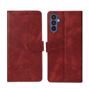 Rixus Bookcase For Samsung Galaxy A15 5G Dark Red
