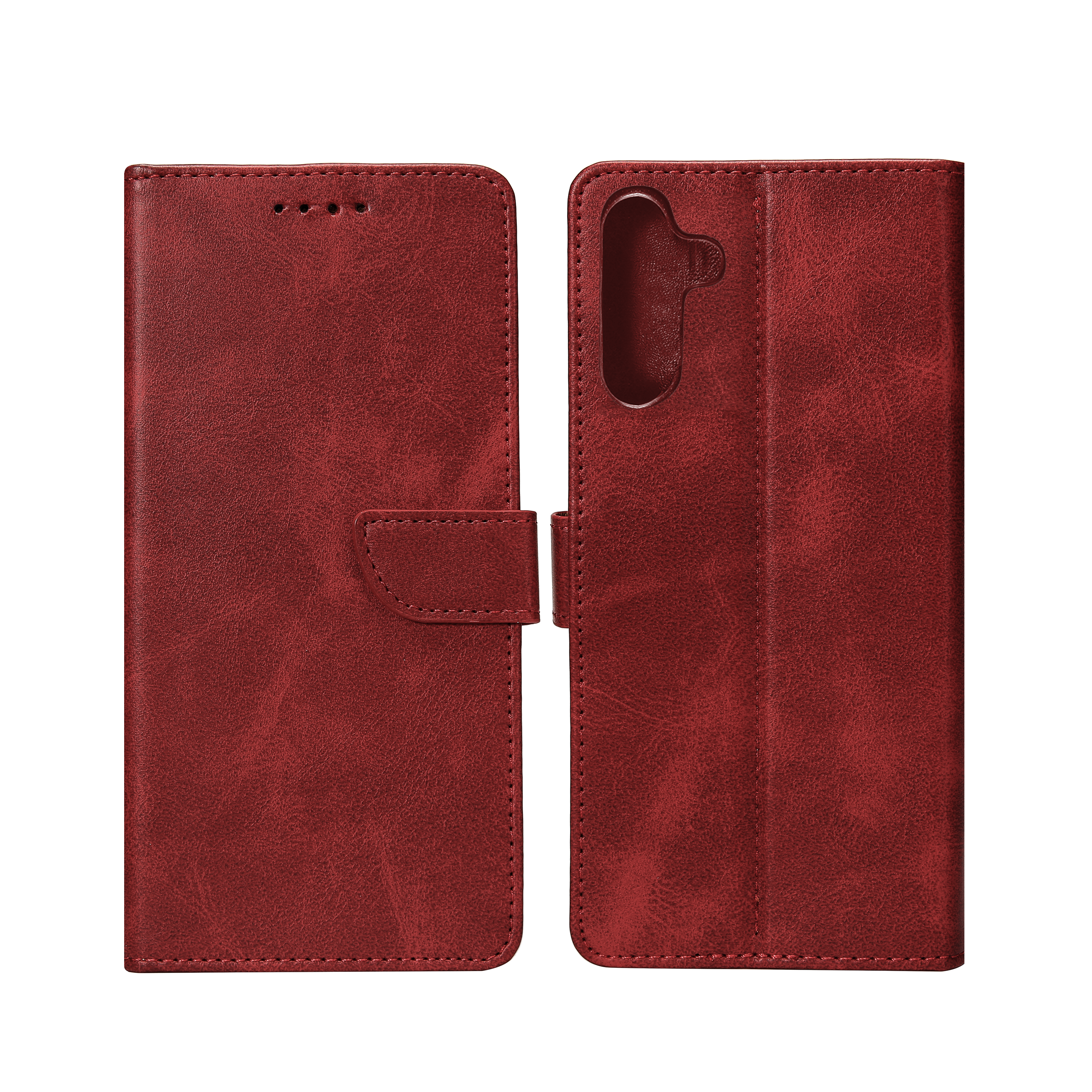 Rixus Bookcase For Samsung Galaxy A15 5G Dark Red