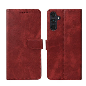 Rixus Bookcase For Samsung Galaxy A55 5G Dark Red