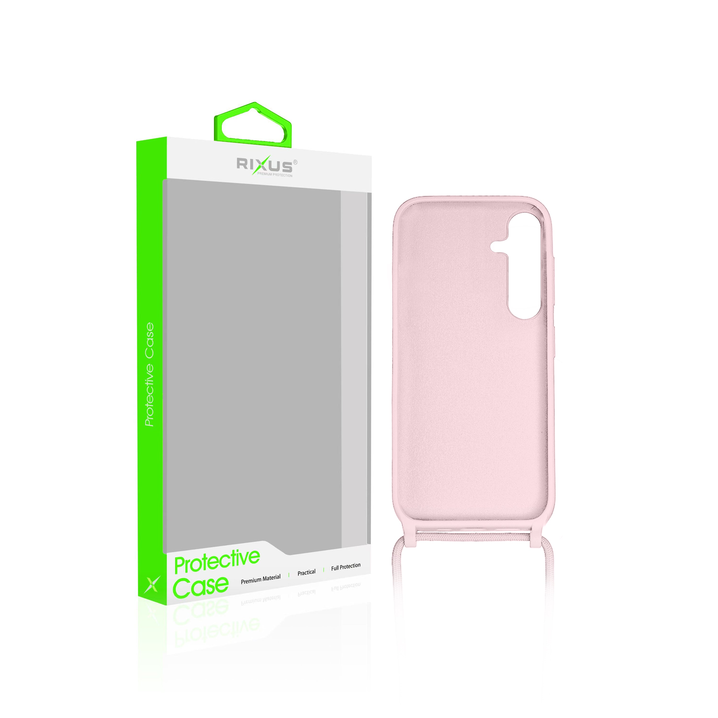 Rixus TPU Necklace Cord Cover For Samsung Galaxy A35 5G Pink