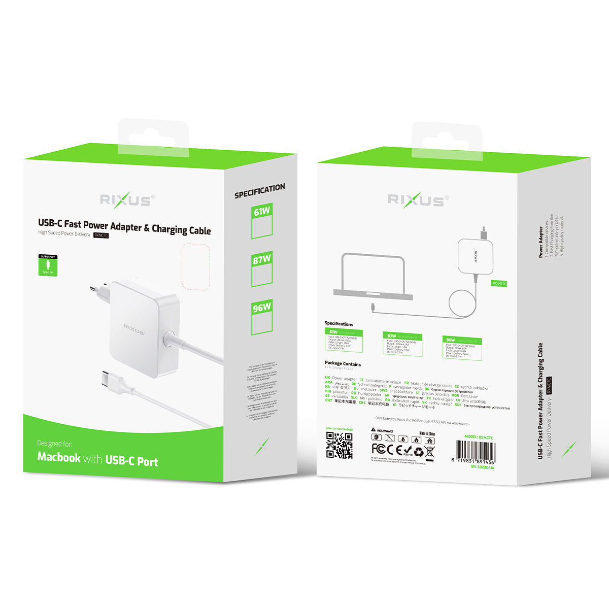 Rixus RXMCTC Power Adapter 87W USB-C White