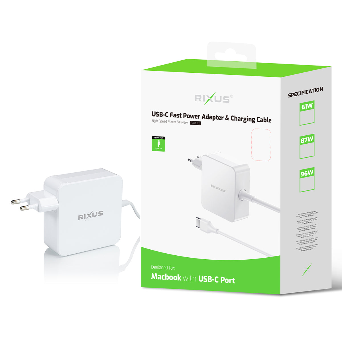 Rixus RXMCTC Power Adapter 96W USB-C White