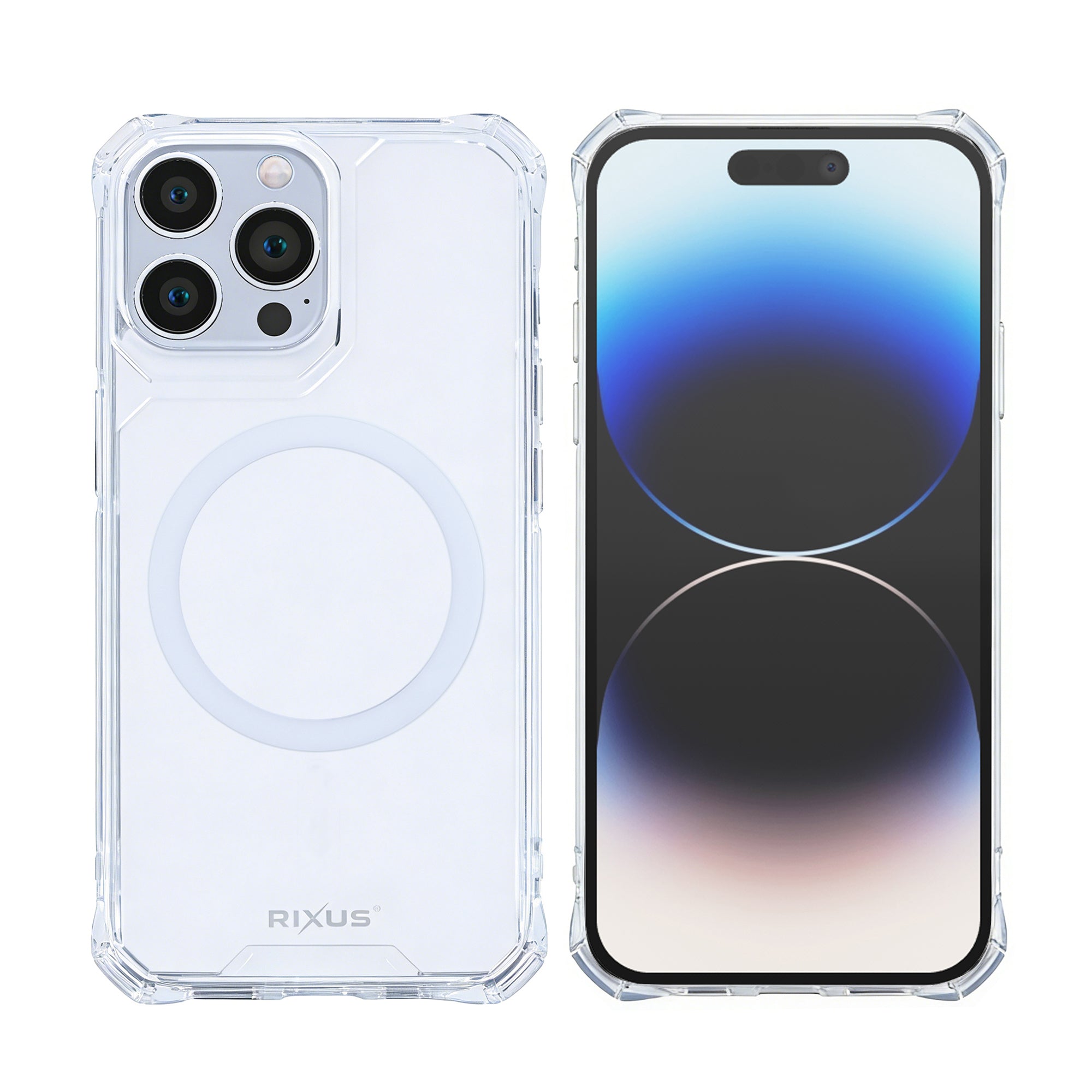 Rixus Armor-X Anti Shock Case With MagSafe Compatible For Apple iPhone 14 Pro Max Transparent