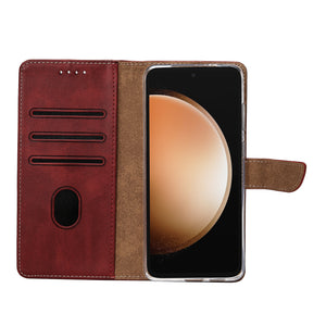 Rixus Bookcase For Samsung Galaxy S23 FE Dark Red