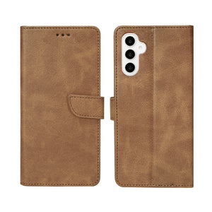 Rixus Bookcase For Samsung Galaxy S23 FE Light Brown
