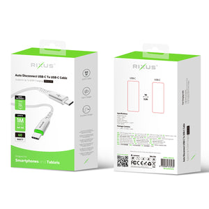 Rixus RXUC21C Auto Disconnect USB-C To USB-C Cable White