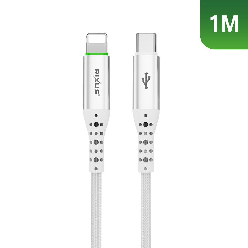 Rixus RXUC21L Auto Disconnect USB-C To Lightning Cable White